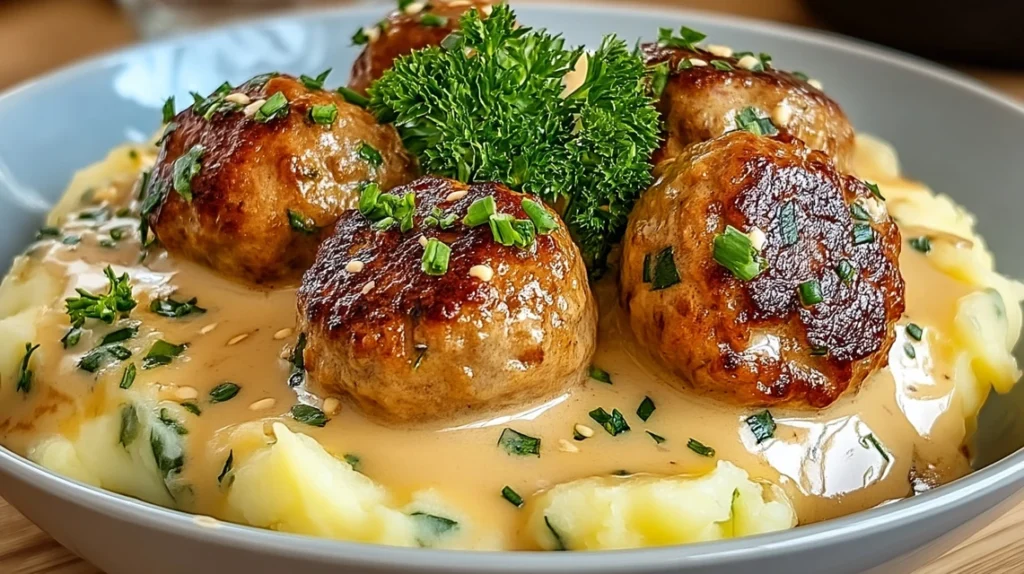 Hackbällchen in cremiger Sauce mit Kartoffelpüree – Ein herzhafter Genuss für die ganze Familie Rezept – Simple Rezepte